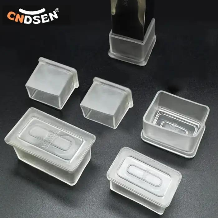 Capuchons de pieds de meubles carrés transparents, protecteurs de sol en bois contre les rayures, no