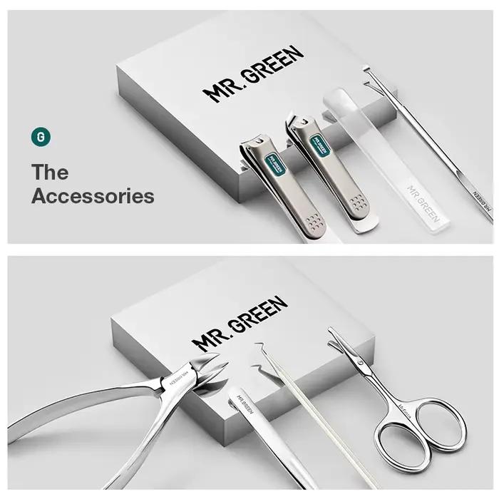 MR.GREEN-Ensemble de Manucure et Pédicure en Acier Inoxydable, Coupe-Ongles Professionnel, Outils av