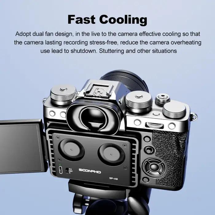 SOONPHO SP-A8 ventilateur de refroidissement de caméra pour Canon Sony FUJI A7M4 ZVE1 A6700 A7C2 ZVE
