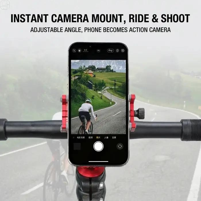 Support de téléphone pour vélo, support de téléphone fiable pour VTT, support de téléphone réglable en aluminium, support antidérapant
