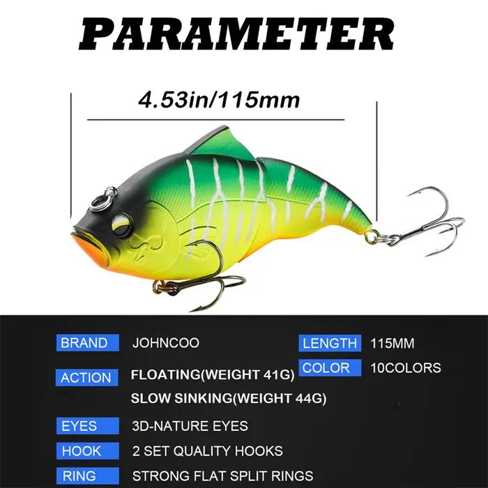 JOHNCOO 115mm coulant VIB leurre de pêche sans lèvres manivelle artificielle flottant dur appât broc