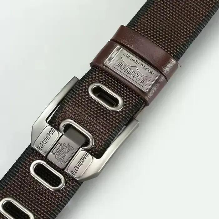 Nouvelle mode hommes boucle ardillon jeunesse salopette toile ceinture ceinture décontracté rétro dé