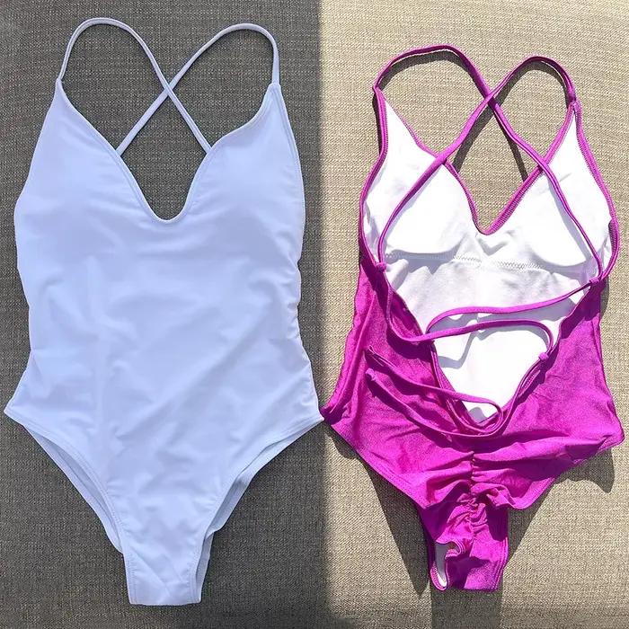 Maillot de bain une pièce rembourré, Sexy, couleur unie, Monokini, vêtements de plage, pour femmes,