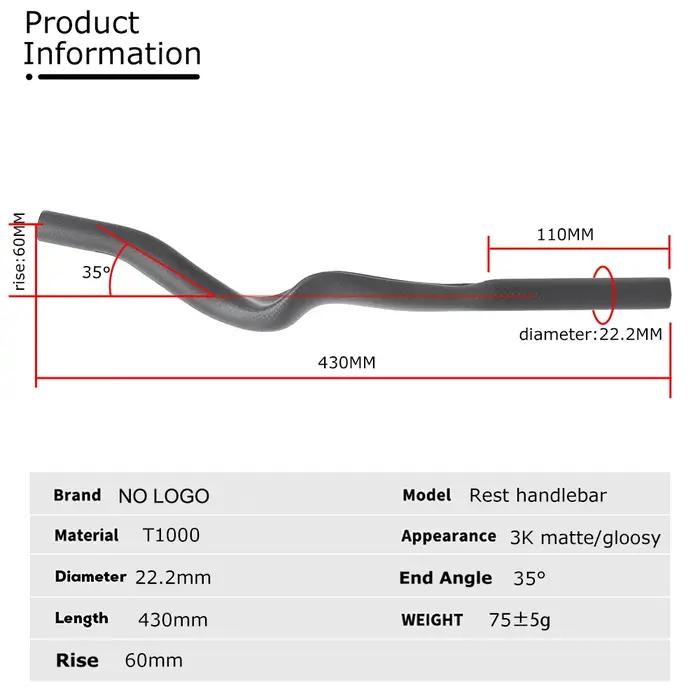 Guidon de repos TT 3K en carbone mat brillant pour triathlon et contre-la-montre 35 degrés aérodynamique pour athlètes professionnels et amateurs courses longues distances