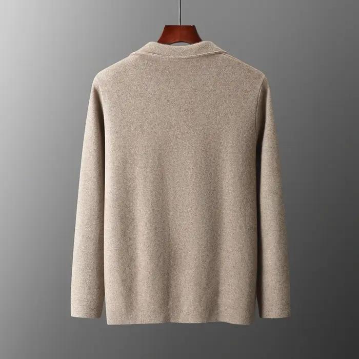 Cardigan en cachemire à col imbibé pour hommes, chemise épaissie, pull monochrome, veste en laine mé