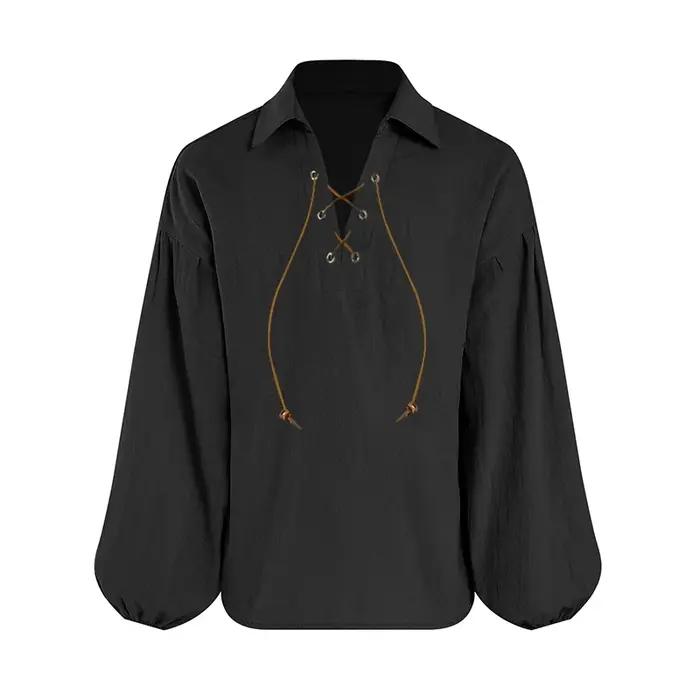 Chemise de pirate médiévale pour garçons Bbalizko, hauts écossais Jacobite Renaissance à lacets pour