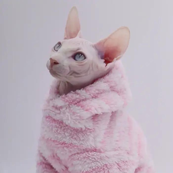 DUOMASUMI doux Double face moelleux veste d'hiver manteau chaud pour chat épaississement Sphinx Sphy