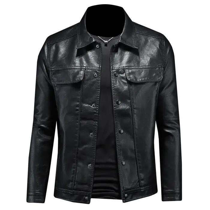 2024 Automne et Hiver Nouveau Hommes De Mode Beau avec Solide document Boutique Revers Moto Manteau