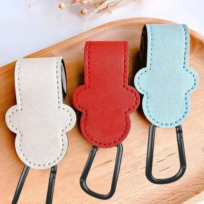 1/2 pièces bébé poussette crochets Clips PU cuir rotatif chariot organisateur landau crochet landau