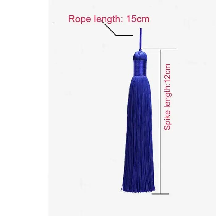 Glands en soie avec corde suspendue de 12cm, 1 pièce, garniture de pompon de couture, glands de clé