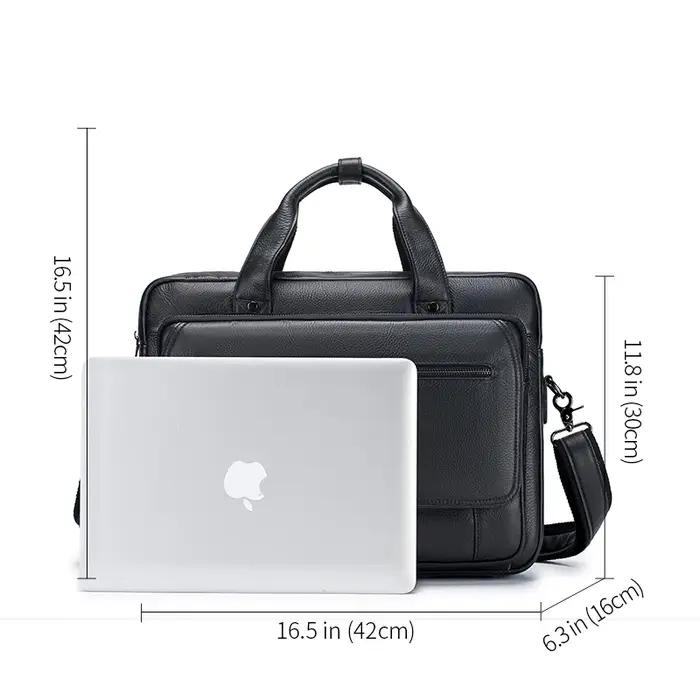 Porte-documents de luxe vintage en cuir véritable pour homme, coque rigide, 16 pouces, sac d'ordinat