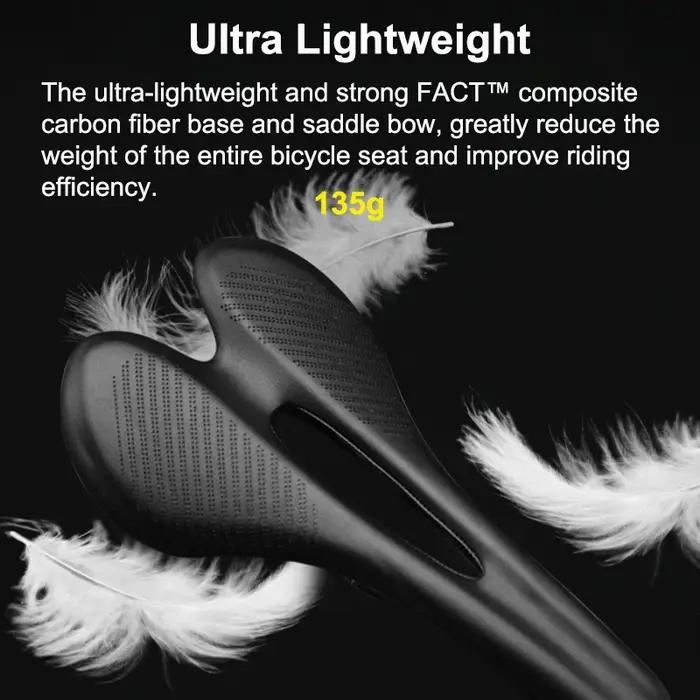 Selle de vélo ultralégère en fibre de carbone T800, siège confortable en cuir, coussins de course de