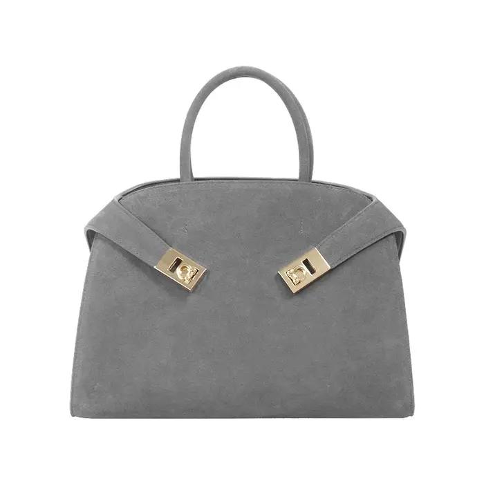 Niche léger luxe mat cuir grande capacité peau de vache femmes sac à main marron daim fourre-tout sa