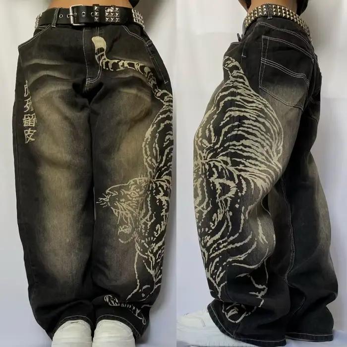 Jean Baggy pour hommes, nouveau modèle surdimensionné imprimé, Y2K Street Vintage Rock décontracté,