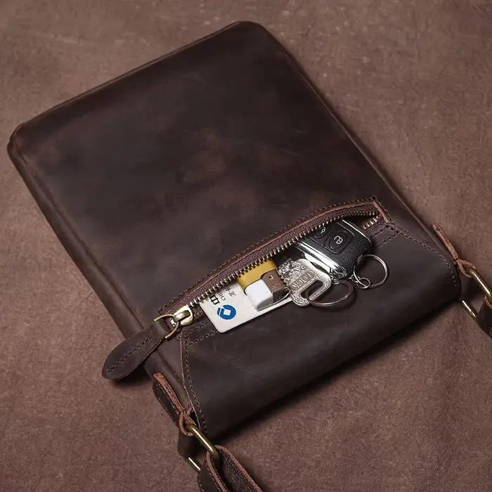 GURO-Sac à Bandoulière en Cuir group pour Homme, Haute Qualité, Élingue, Cheval, Peau de Vache, Mess