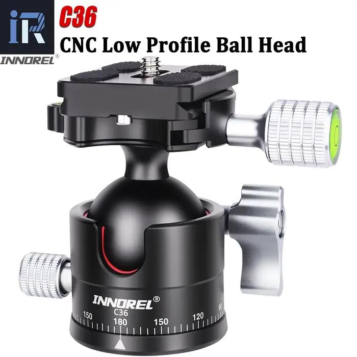 INNOREL C36 Rotule à profil bas 36 mm CNC Métal 360 ° Tête de trépied d'appareil photo panoramique