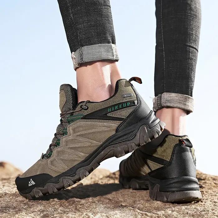 HIKEUP chaussures de randonnée en cuir de haute qualité Durable Sport de plein air hommes Trekking c