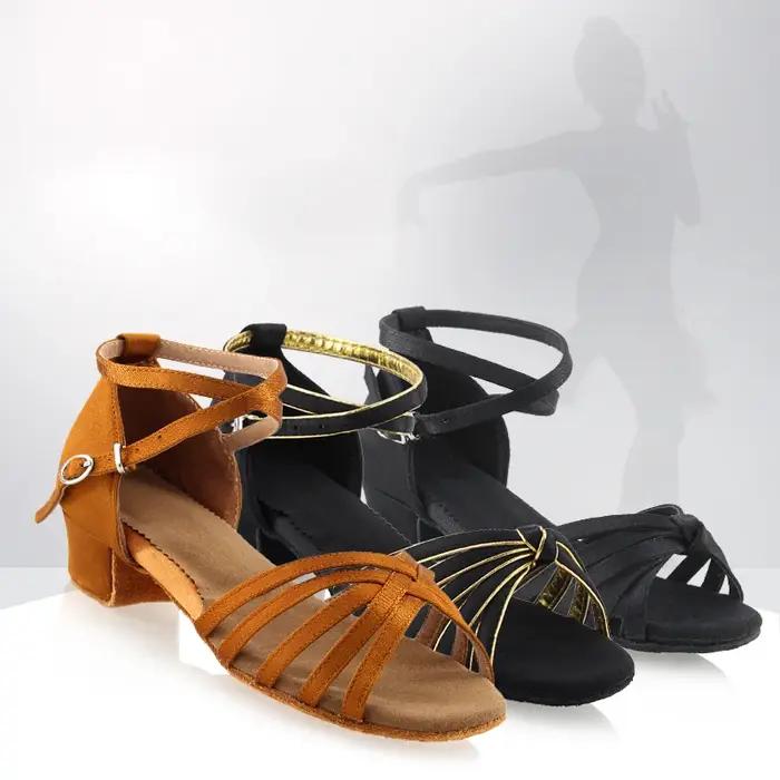 Chaussures latines talons bas pour filles - Danse Tango Rumba Salsa salle de bal femmes
