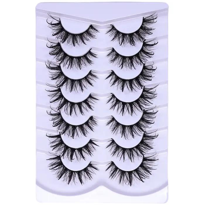 Faux cils de chat nickel é moelleux, 7 paires, look de support, contaminants, cils bouclés en D, fau