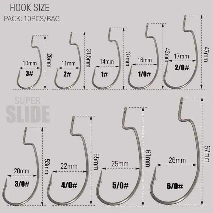 LUREBathroom LIC DeliSuper Slide Offset Hook, Worm Hook, Texas Rig, DstressShot, Acier inoxydable, W