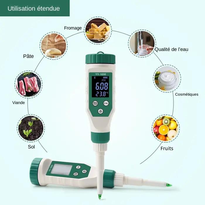 Ph-mètre alimentaire numérique Bluetooth 0.00 ~ 14.00
