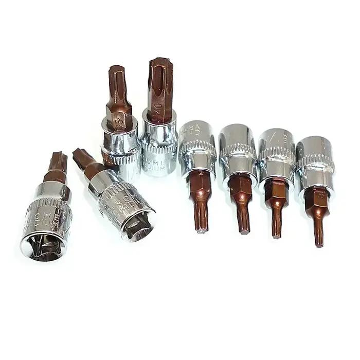 Embout de tournevis Torx 1/4 pouces, douille d'entraînement, adaptateur de clé à douille à cliquet,