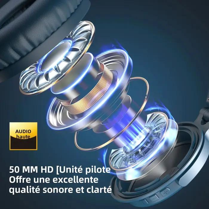 Oneodio Pro C casque sans fil Bluetooth 5.2 sur l'oreille avec Microphone Audio haute résolution