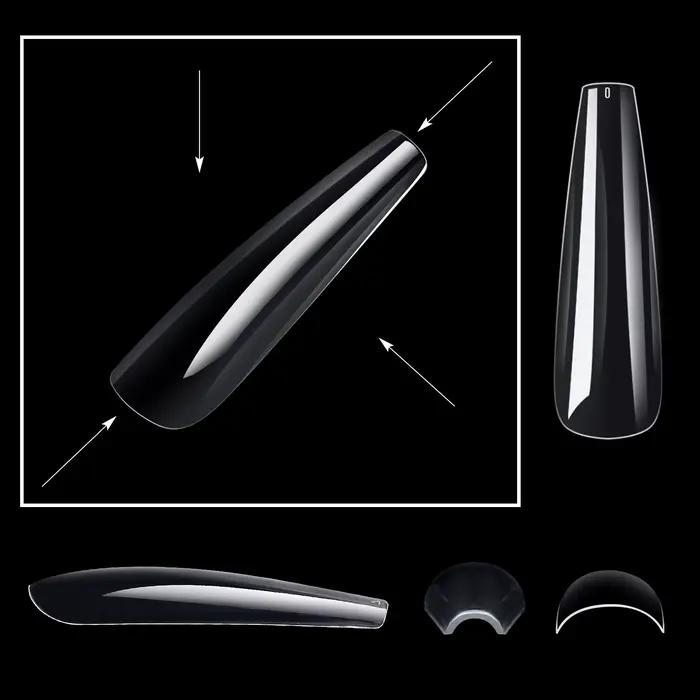 240 pièces/boîte coffins transparents avec faux autocollants pour ongles en denim extra-long pour po