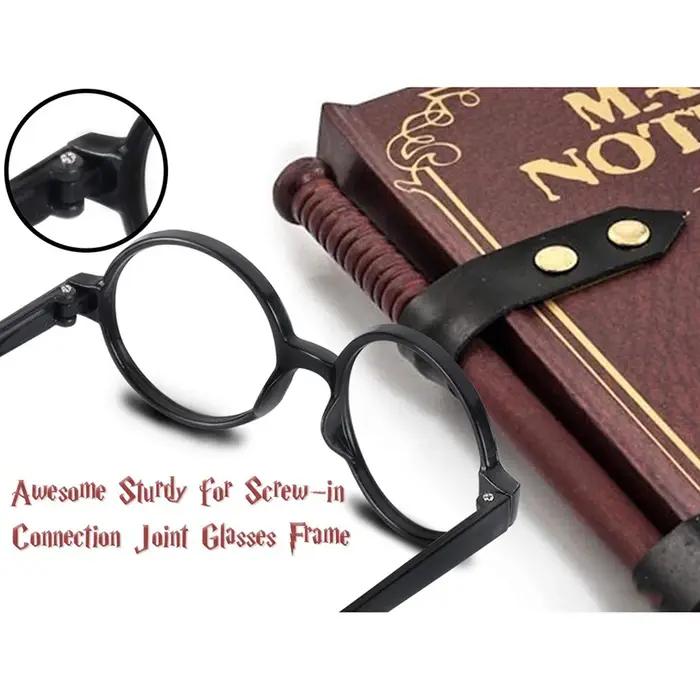 Lunettes de Magicien avec Cadre Rond, Sans Lentilles et Tatouages pour Enfants, Halloween, ixCostumé