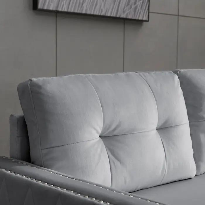 HORGgland-Canapé convertible en forme de L avec chaise de rangement, canapé-lit en velours, canapé-l