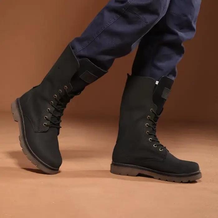 Bottes de randonnée en cuir pour hommes, bottes de moto imperméables, bottes de Combat de trekking,