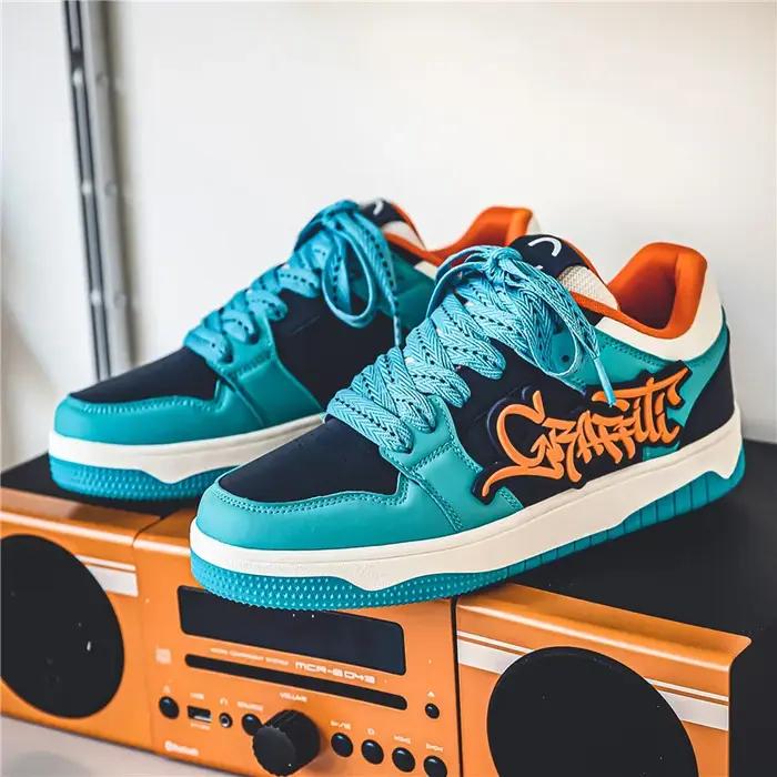 Mode bleu Designer Skateboard chaussures hommes Streetwear Hip hop baskets hommes luxe plate-forme S