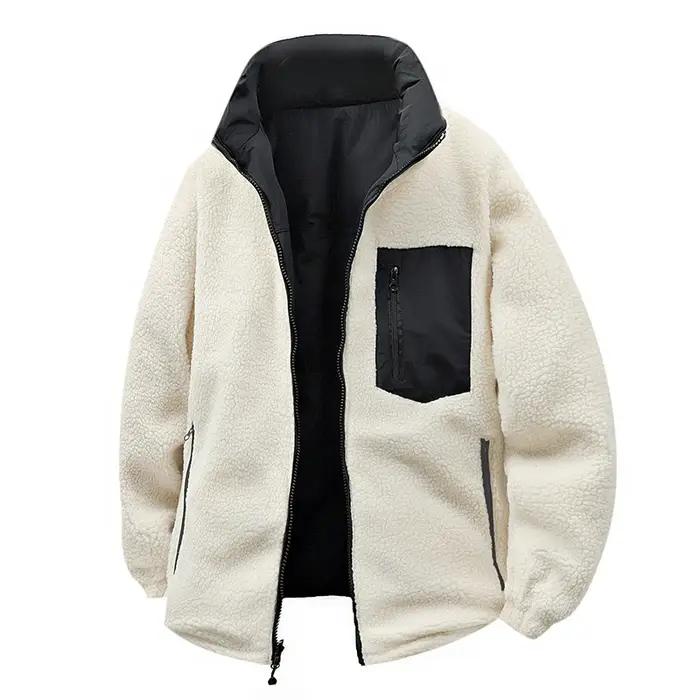 Veste d'extérieur rembourrée en coton et peau d'agneau Double face pour hommes, veste d'hiver rembou