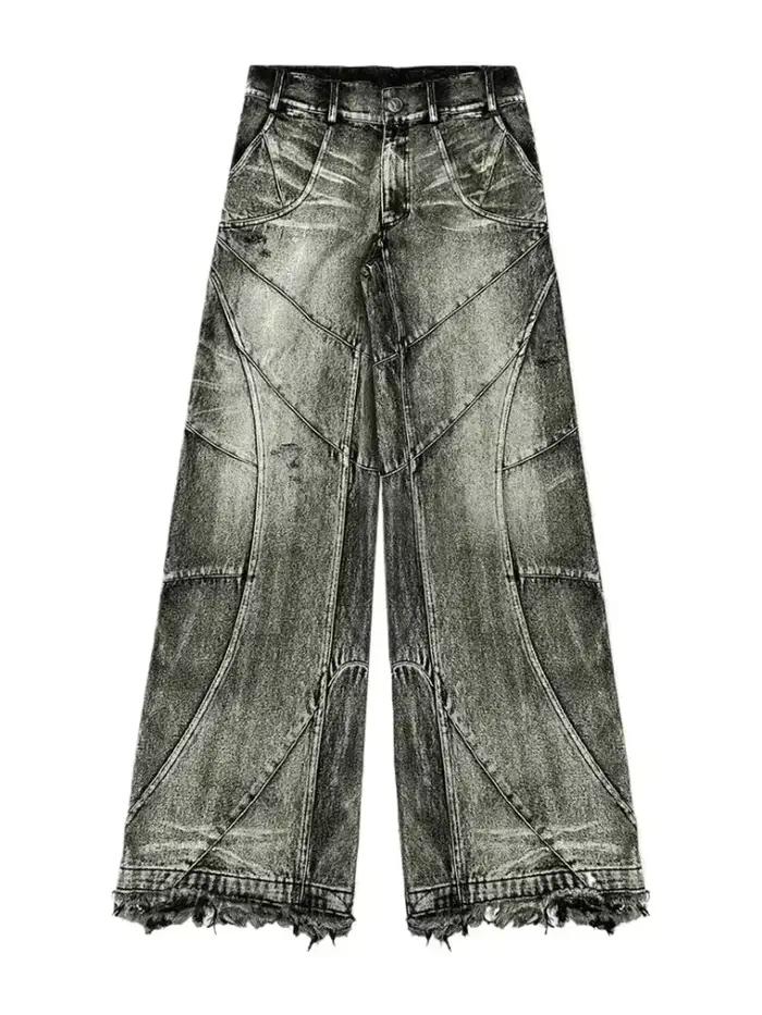Jeans vintage Y2K streetwear punk hip hop pour femmes, pantalon grunge baggy déchiré, denim délavé,
