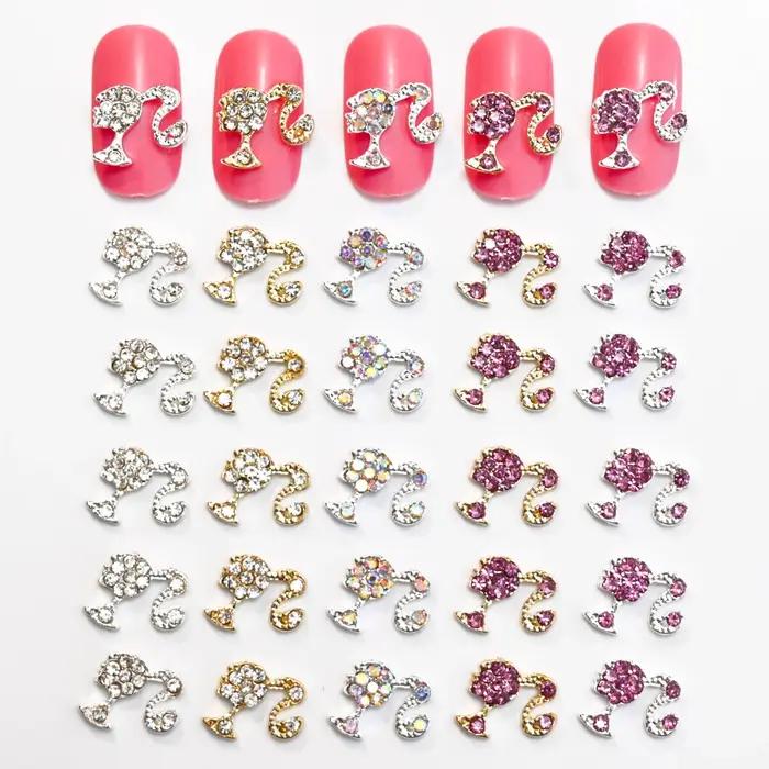 Strass pour ongles en cristal, tête de fille mignonne 3D, 9x10mm, queue de cheval haute, plein de di