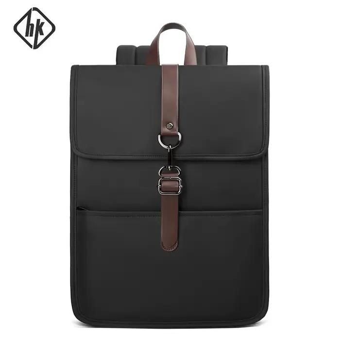 HK classique affaires sac à dos pour hommes décontracté 15.6 pouces pochette d'ordinateur avec USB é
