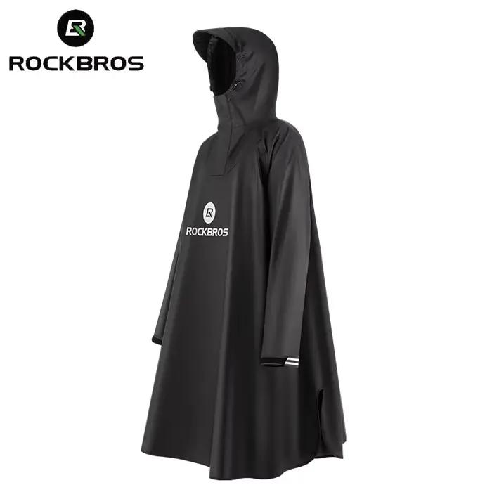 ROCKBROS-Poncho de pluie avec capuche pour homme et femme, imperméable, coupe-vent, voyage, camping,