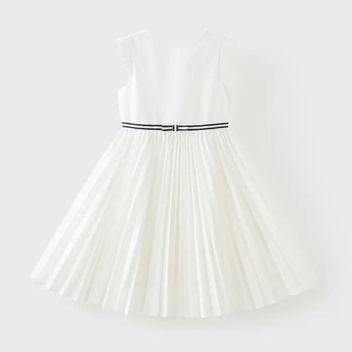 Robes de princesse d'été blanches pour filles Dave Bella, robes plissées sans manches pour enfants,