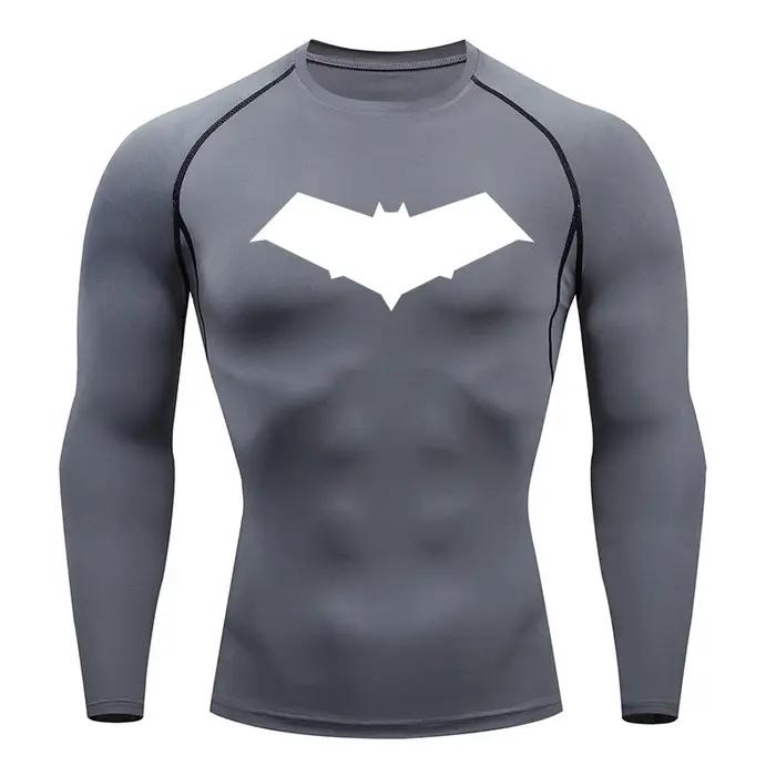 T-shirt compression homme séchage rapide sport fitness course musculation respirant noir