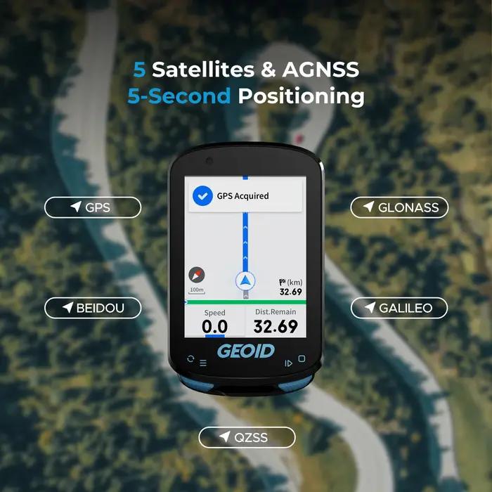 Ordinateur de vélo GPS GEOID navigation intelligente écran couleur odomètre sans fil ANT+ Wi-Fi compteur de vitesse pour cyclisme exploration découverte performance