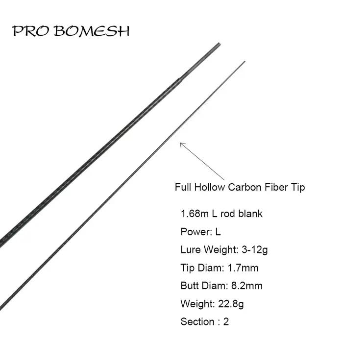 Pro Bomesh 1 ensemble 1.68m UL L 2 sections emballage des rayons X tige de voyage en Fiber de carbon