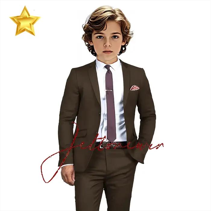 Costume élégant à simple boutonnage pour garçon, coupe formelle, personnalisé, décontracté, pour mar