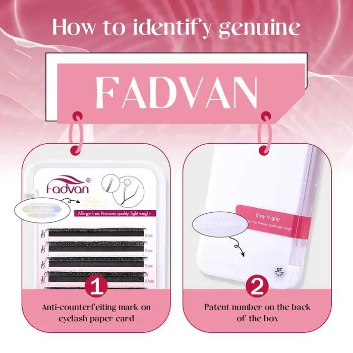 Fadvan 10 pièces/lot Extensions de cils en forme de Y, courbure C/D, double pointe, en vison naturel