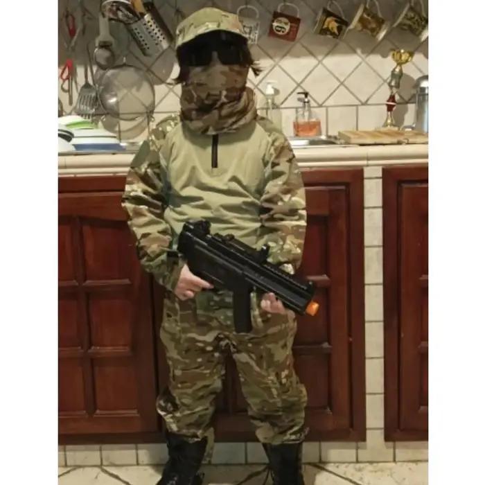 Ensemble de vêtements de chasse et Airsoft pour enfants, uniforme tactique de camouflage, matériel durable, poches pratiques pour randonnées亲子户外探险迷彩战术服装套装,适合儿童使用,耐久材料,实用口袋设计,适合徒步旅行