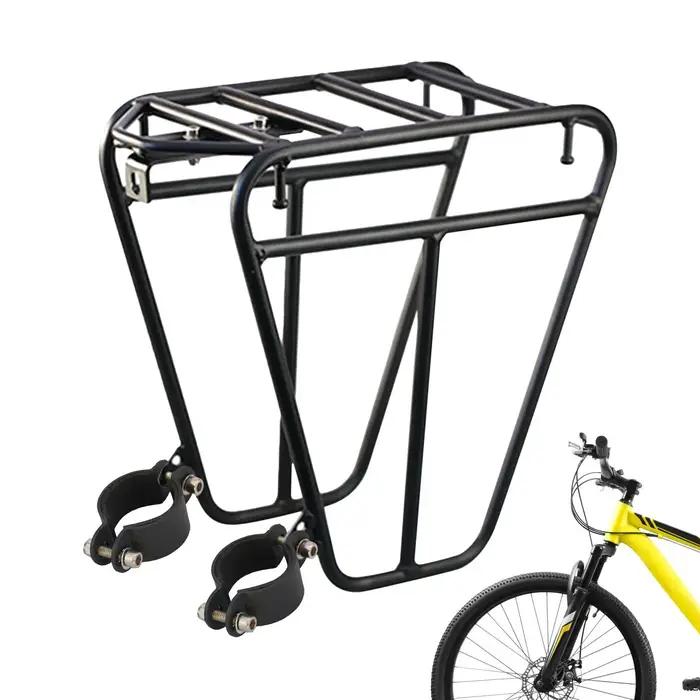 Porte-bagages avant robuste pour vélo de montagne et de route compatible avec différents systèmes de montage pour randonnées pêche fitness plein air famille et amis