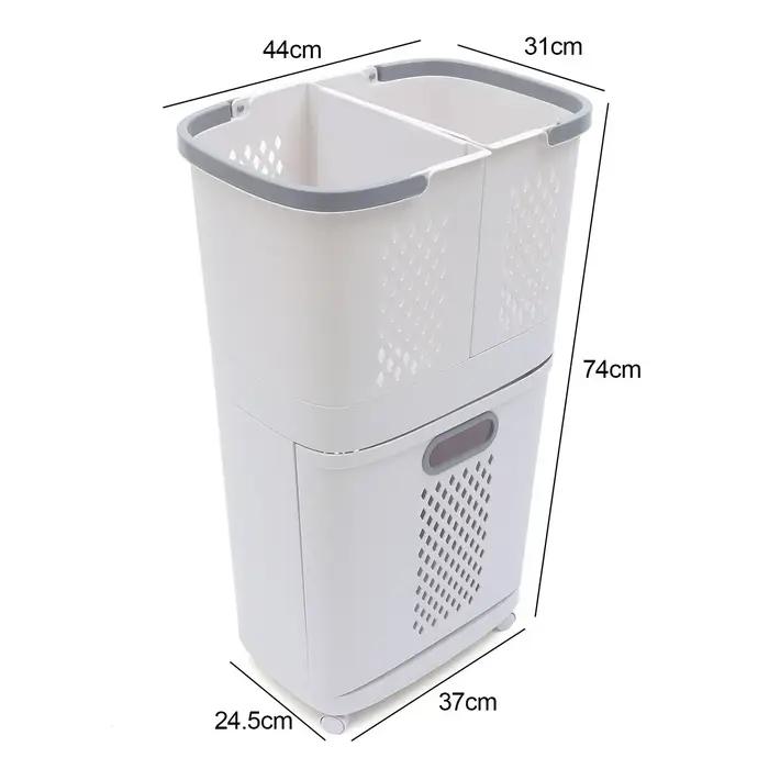 Mir à linge à 3 niveaux, support pour vêtements sales, panier de rangement pour lavage, chariot de r