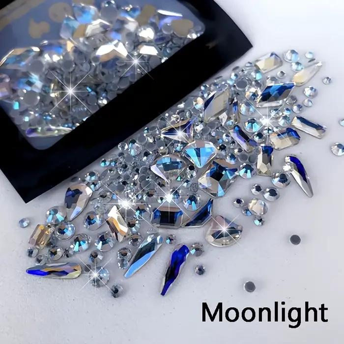 Strass pour ongles mixtes AB à dos plat, multi-formes AB/clair/rouge/or, cristal de luxe 9D SS3, Min