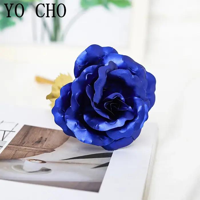 Rose éternelle galaxie colorée fleurs artificielles 24K feuille d'or fleur amour Base boîte évasée p