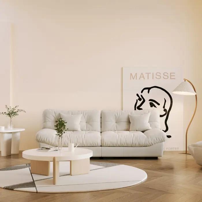 Canapé en tissu de velours sablé pour salon, canapé sectionnel moelleux, causeuse minimaliste modern