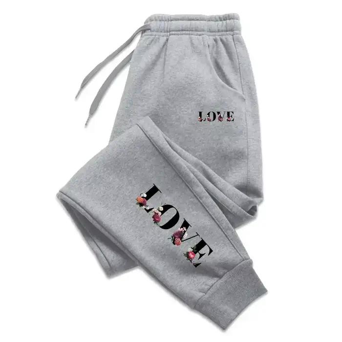 Pantalon de survêtement pour femmes design moderne imprimé lettre d'amour élégant pour sport et quotidien occasions spéciales décontracté et polyvalent